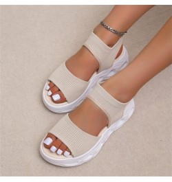 Womens Mesh Knit Sport Sandals Summer Comfort Slingback Wedges Sandals Thick Bottom Fish Mouth Casual Sandals Stretch Ankle S...