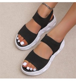 Womens Mesh Knit Sport Sandals Summer Comfort Slingback Wedges Sandals Thick Bottom Fish Mouth Casual Sandals Stretch Ankle S...