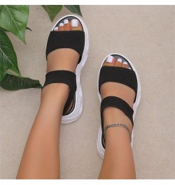 Womens Mesh Knit Sport Sandals Summer Comfort Slingback Wedges Sandals Thick Bottom Fish Mouth Casual Sandals Stretch Ankle S...