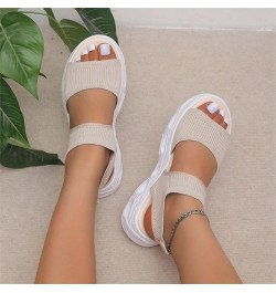 Womens Mesh Knit Sport Sandals Summer Comfort Slingback Wedges Sandals Thick Bottom Fish Mouth Casual Sandals Stretch Ankle S...