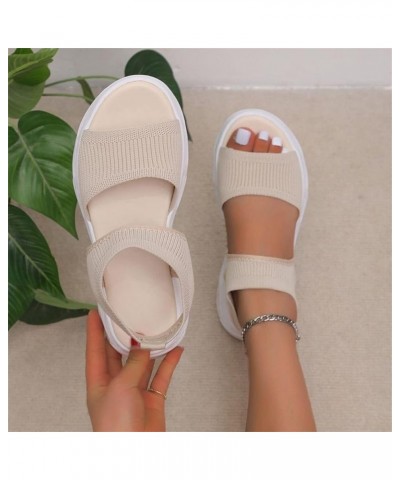 Womens Mesh Knit Sport Sandals Summer Comfort Slingback Wedges Sandals Thick Bottom Fish Mouth Casual Sandals Stretch Ankle S...