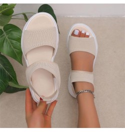 Womens Mesh Knit Sport Sandals Summer Comfort Slingback Wedges Sandals Thick Bottom Fish Mouth Casual Sandals Stretch Ankle S...