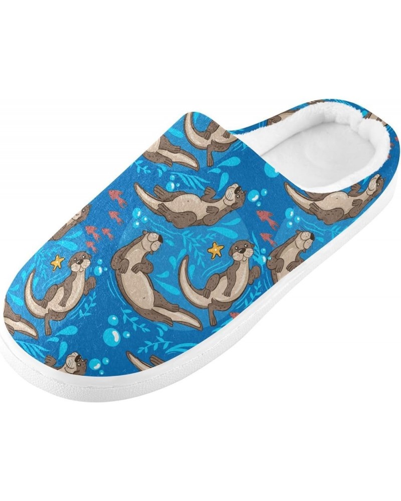 Cute Otters Slippers for Women and Men Fuzzy House Slippers Cozy Memory Foam Nonslip Family Slippers Cute Otters $18.81 Slippers