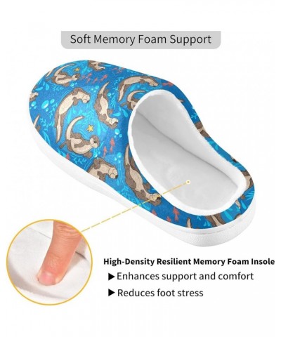 Cute Otters Slippers for Women and Men Fuzzy House Slippers Cozy Memory Foam Nonslip Family Slippers Cute Otters $18.81 Slippers