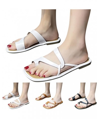 Women's Slip on Slide Sandals Summer New Pattern Fashion Simple Solid Color Toe Flat Bottom Non Slip Large Versatile Shoes (B...