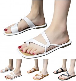 Women's Slip on Slide Sandals Summer New Pattern Fashion Simple Solid Color Toe Flat Bottom Non Slip Large Versatile Shoes (B...