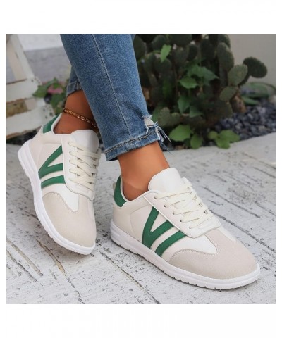 Women's Summer Fashion Suede Round Toe Lace Up Casual Shoes Solid Color Sneakers Sneaker Guards Air 1 Women Green $16.51 Outd...