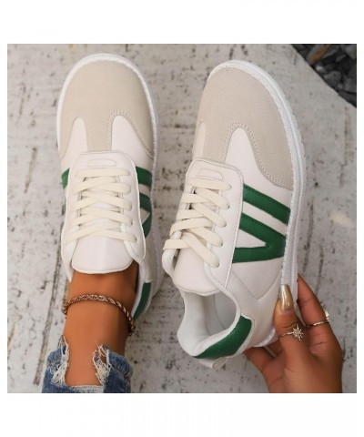 Women's Summer Fashion Suede Round Toe Lace Up Casual Shoes Solid Color Sneakers Sneaker Guards Air 1 Women Green $16.51 Outd...