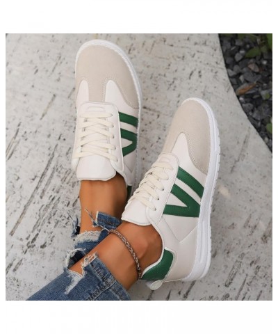 Women's Summer Fashion Suede Round Toe Lace Up Casual Shoes Solid Color Sneakers Sneaker Guards Air 1 Women Green $16.51 Outd...