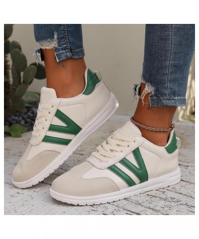 Women's Summer Fashion Suede Round Toe Lace Up Casual Shoes Solid Color Sneakers Sneaker Guards Air 1 Women Green $16.51 Outd...