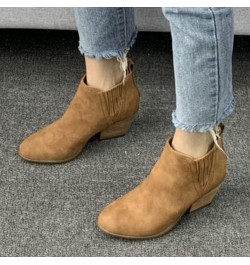 Women's Ankle Boots & Booties 7.5 Wide Blue Ankle Booties for Women Dressy V Cutout Ankle Boots for Women Beige Booties for W...