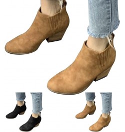 Women's Ankle Boots & Booties 7.5 Wide Blue Ankle Booties for Women Dressy V Cutout Ankle Boots for Women Beige Booties for W...