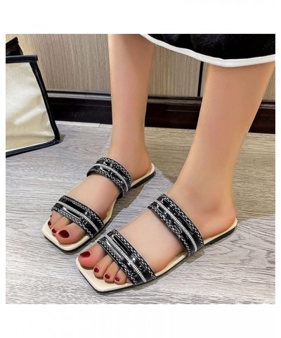 Women's Colorful Lace up Back Zipper Wedge Slippers Female Non Slip Wear Resisting Soft Soled Beach Flops Lady Sandals (A-Bro...