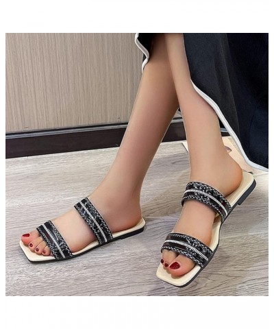 Women's Colorful Lace up Back Zipper Wedge Slippers Female Non Slip Wear Resisting Soft Soled Beach Flops Lady Sandals (A-Bro...