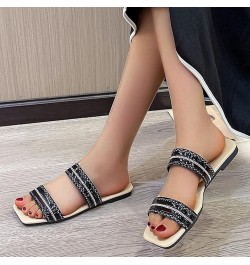 Women's Colorful Lace up Back Zipper Wedge Slippers Female Non Slip Wear Resisting Soft Soled Beach Flops Lady Sandals (A-Bro...