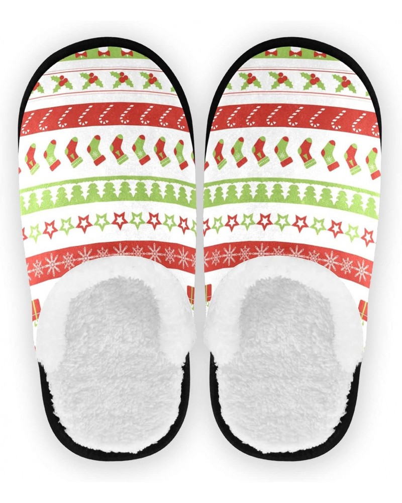 Snowflake Candy Cane Spa Slippers Christmas Sock Star House Slippers Memory Foam Slippers Indoor Outdoor Home Shoes M for Men...