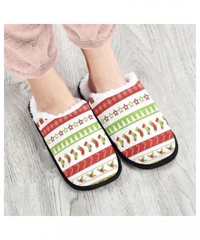 Snowflake Candy Cane Spa Slippers Christmas Sock Star House Slippers Memory Foam Slippers Indoor Outdoor Home Shoes M for Men...