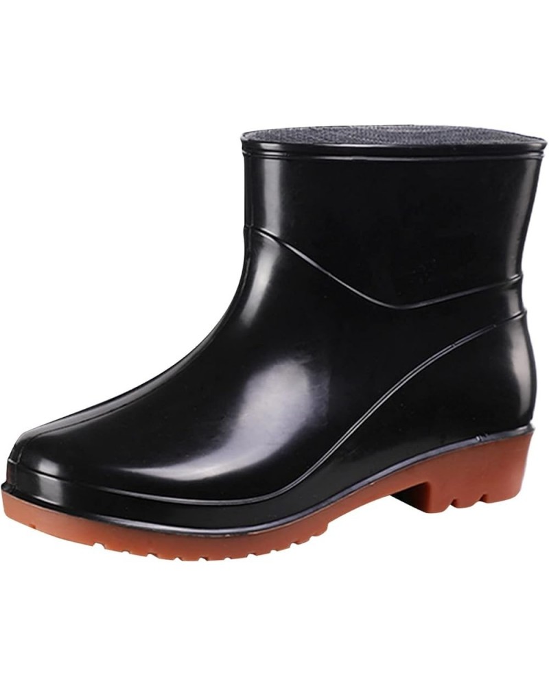 Short Rain Boots For Womens Ankle Waterproof Rainboot Slip On Garden Boot Ladies Rubber Outside Work With Comfort Dairy Boots...