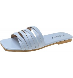 Fashion Slides for Women Flat Slide Sandals Slip On Open Toe Sandals Casual Style Square Toe Slippers for Summer Outdoor Indo...