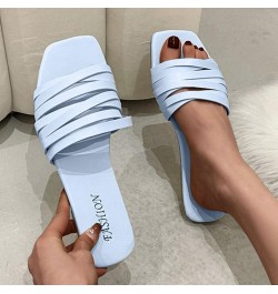 Fashion Slides for Women Flat Slide Sandals Slip On Open Toe Sandals Casual Style Square Toe Slippers for Summer Outdoor Indo...