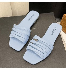 Fashion Slides for Women Flat Slide Sandals Slip On Open Toe Sandals Casual Style Square Toe Slippers for Summer Outdoor Indo...