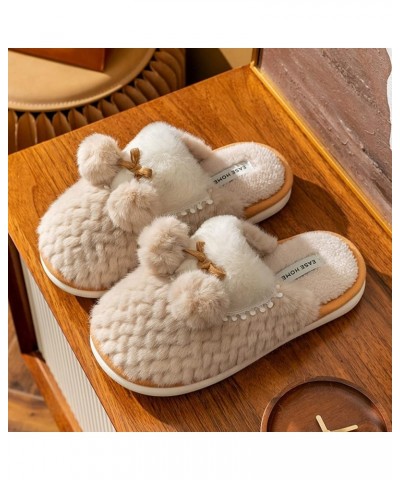 Women's Velvet Slippers Flat Bottom Soft Bottom Plush Warm And Comfortable Round Toe Solid Color Slippers Winter Home Cotton ...