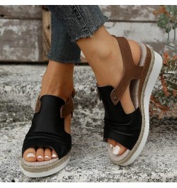 Flats Shoes Women Ankle Strap Buckle Espadrille Wedge Sandals Slides Open Toe Non-Slip Sandal 142-htrns-g-black $14.39 Sandals