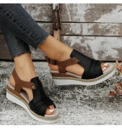 Flats Shoes Women Ankle Strap Buckle Espadrille Wedge Sandals Slides Open Toe Non-Slip Sandal 142-htrns-g-black $14.39 Sandals