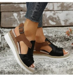 Flats Shoes Women Ankle Strap Buckle Espadrille Wedge Sandals Slides Open Toe Non-Slip Sandal 142-htrns-g-black $14.39 Sandals