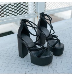 Women's Chunky Block High Heels Platform Sandals, Open Toe Strappy Heeled Sandals, Sexy Ankle Strap Dress Sandals Black 3 $22...