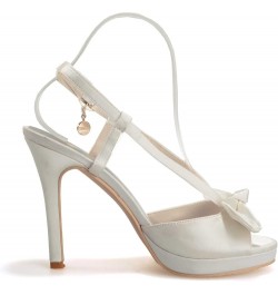 Heels for Women - Round Toe Satin Buckle Mary Jane Pumps - Wedding Bride Mary Jane Heels for Women Sandals Ivory 9 $26.83 Pumps