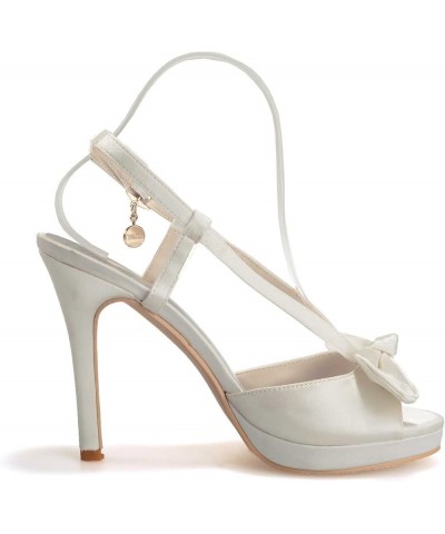 Heels for Women - Round Toe Satin Buckle Mary Jane Pumps - Wedding Bride Mary Jane Heels for Women Sandals Ivory 9 $26.83 Pumps