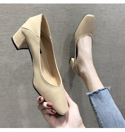 Ballet Flats Wide, Women's High Chunky Closed Toe Block Heels Pointed Toe Wedding Party Slip On Pumps Halloween Z 11-beige $1...