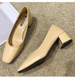 Ballet Flats Wide, Women's High Chunky Closed Toe Block Heels Pointed Toe Wedding Party Slip On Pumps Halloween Z 11-beige $1...