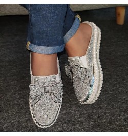 Women's Slip On Mule Shoes Rhinestones Glitter Bow Loafer Shoes Ladies Platform Comfort Work Shoes Non Slip Flat Casual Shoes...