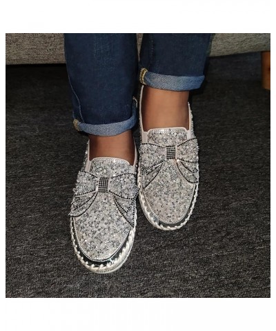 Women's Slip On Mule Shoes Rhinestones Glitter Bow Loafer Shoes Ladies Platform Comfort Work Shoes Non Slip Flat Casual Shoes...