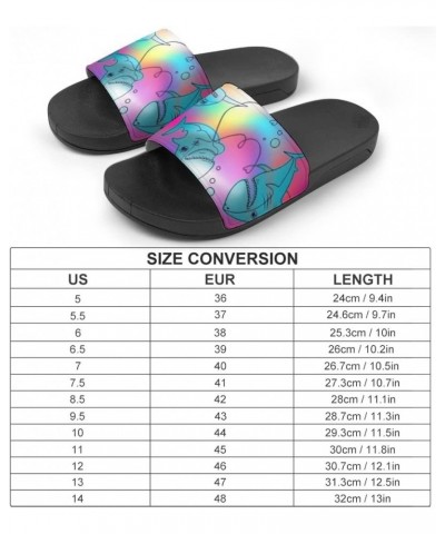 Slipper for Women Men Shark Colorful Rainbow House Slippers Non-Slip Quick Drying Shower Slides Comfy Soft Indoor Slipper Thi...