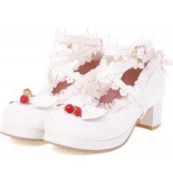 Ladies Block Heel Platform Mary Jane Strappy Party Shoes White 1 $25.29 Pumps