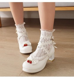 Ladies Block Heel Platform Mary Jane Strappy Party Shoes White 1 $25.29 Pumps