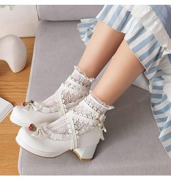 Ladies Block Heel Platform Mary Jane Strappy Party Shoes White 1 $25.29 Pumps