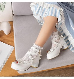 Ladies Block Heel Platform Mary Jane Strappy Party Shoes White 1 $25.29 Pumps