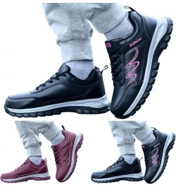 Fashion Autumn Women Sports Shoes Flat Non Slip Lace Up Simple Texture Women's Go Walk 5-Compatible with Honor Hot Pink $15.8...