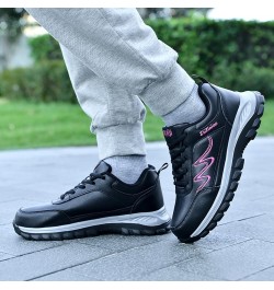 Fashion Autumn Women Sports Shoes Flat Non Slip Lace Up Simple Texture Women's Go Walk 5-Compatible with Honor Hot Pink $15.8...