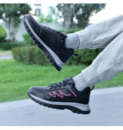 Fashion Autumn Women Sports Shoes Flat Non Slip Lace Up Simple Texture Women's Go Walk 5-Compatible with Honor Hot Pink $15.8...