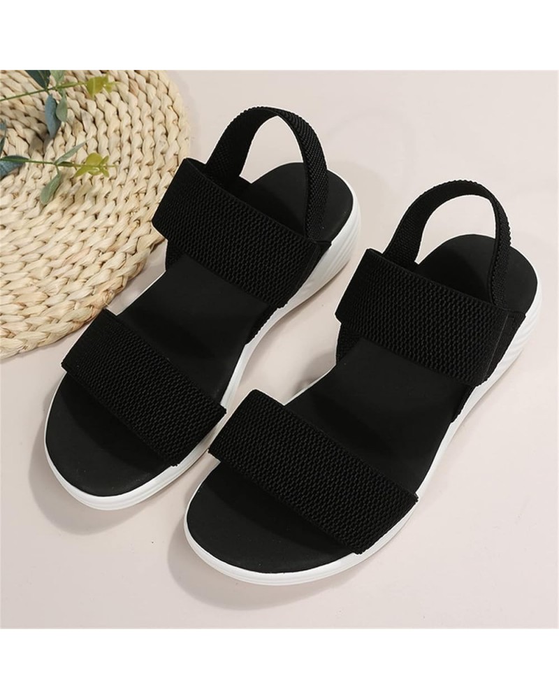 Mesh Wedges Sport Sandals for Women Ankle Elastic Comfortable Lightweight Soft Casual Slip on Sandals for Female Breathable O...