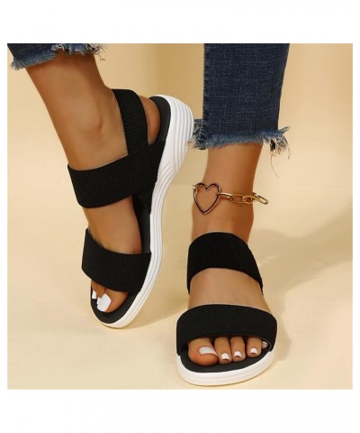 Mesh Wedges Sport Sandals for Women Ankle Elastic Comfortable Lightweight Soft Casual Slip on Sandals for Female Breathable O...