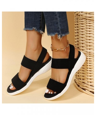 Mesh Wedges Sport Sandals for Women Ankle Elastic Comfortable Lightweight Soft Casual Slip on Sandals for Female Breathable O...