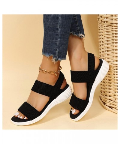 Mesh Wedges Sport Sandals for Women Ankle Elastic Comfortable Lightweight Soft Casual Slip on Sandals for Female Breathable O...