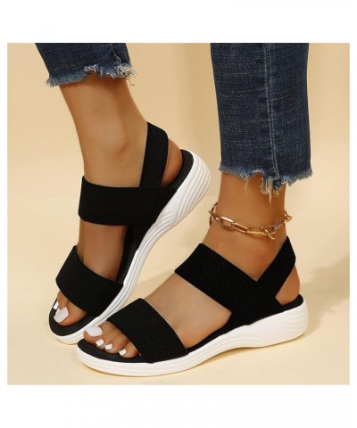 Mesh Wedges Sport Sandals for Women Ankle Elastic Comfortable Lightweight Soft Casual Slip on Sandals for Female Breathable O...