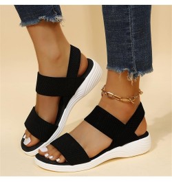 Mesh Wedges Sport Sandals for Women Ankle Elastic Comfortable Lightweight Soft Casual Slip on Sandals for Female Breathable O...